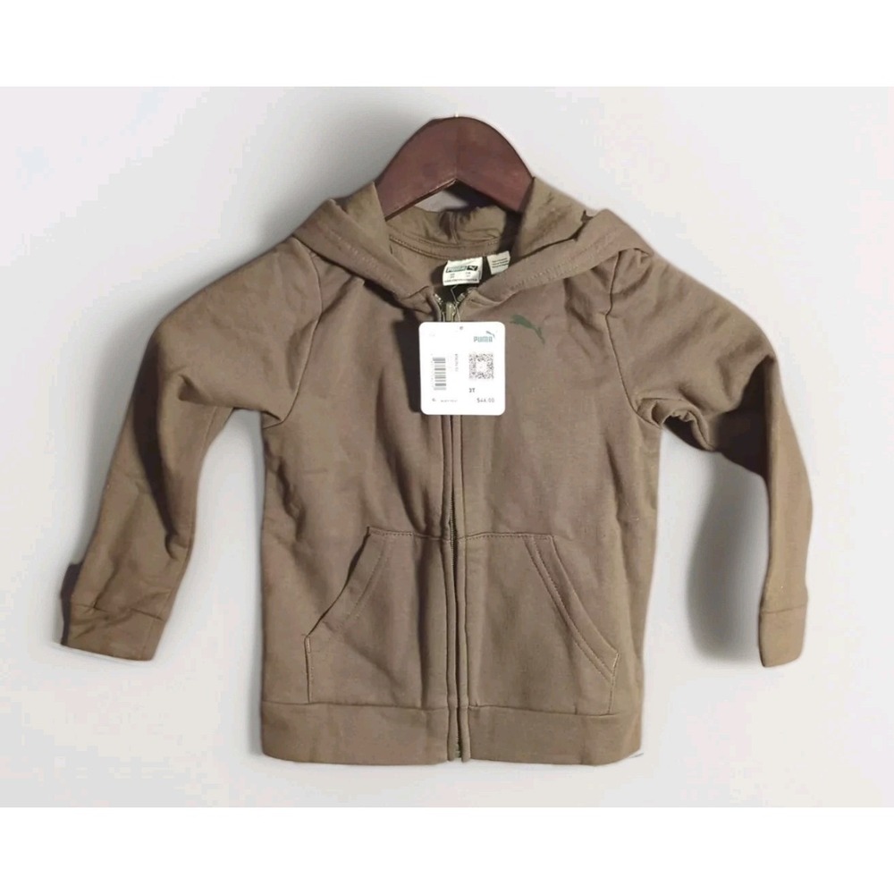 Puma Toddler Hoodie Zip‎ Jacket Size 3T Army Green Camo Logo New w/ Tags